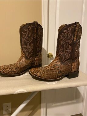 Men's Brown Exotic Leather Western Cowboy Boots Python Skin